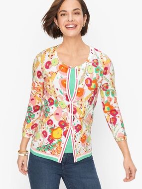 NWT Talbots Petite Charming Cardigan in Abstract Floral Small